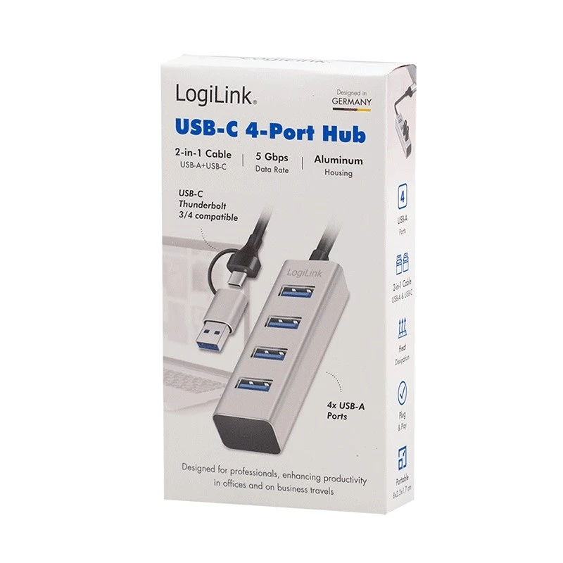Hub USB3.0 4-porty USB- A 5Gbit/s