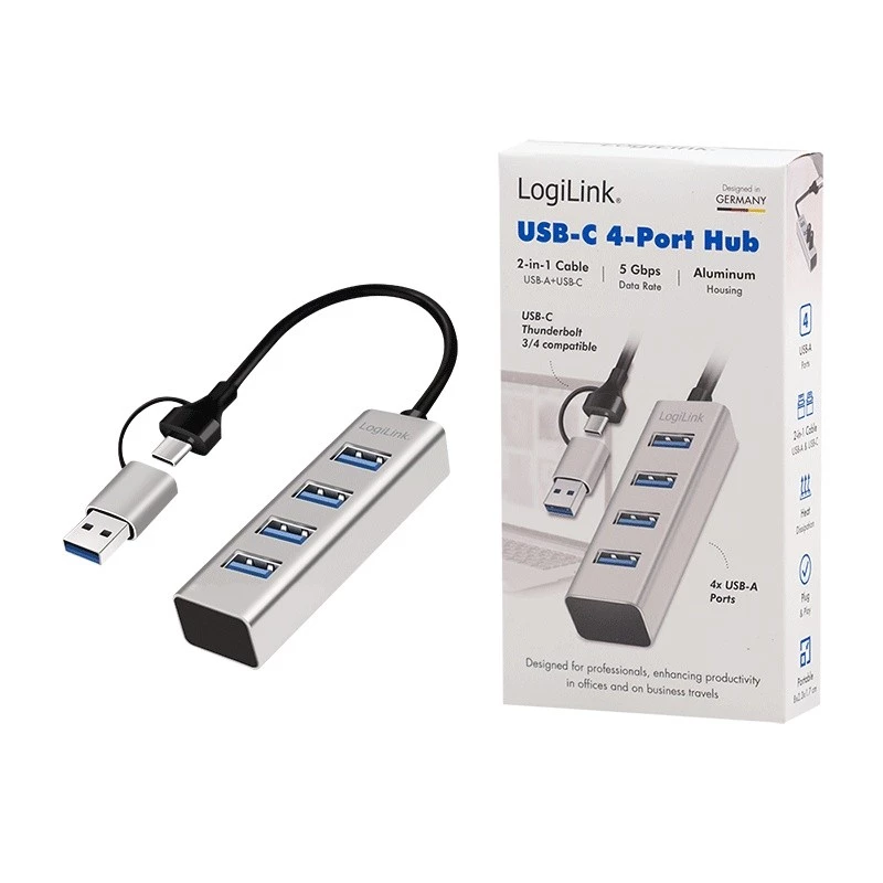 Hub USB3.0 4-porty USB- A 5Gbit/s