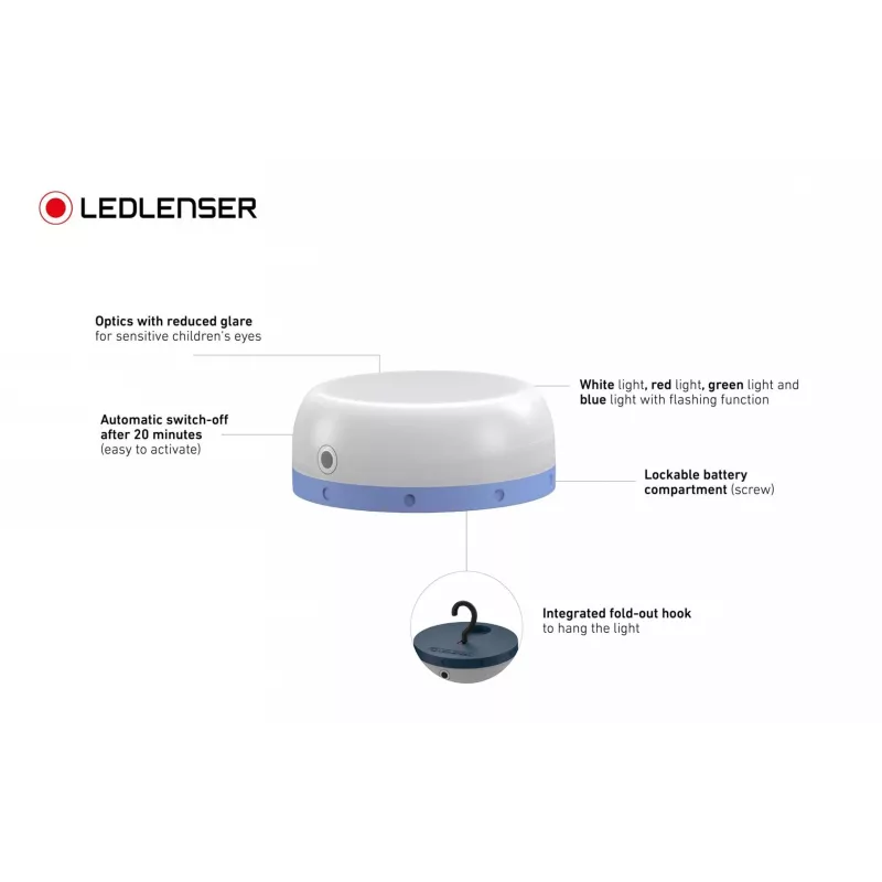 Battery powered camping lantern Ledlenser Kidcamp6 — LED RGB, 60 lm, AAA, ABS housing, 95 g