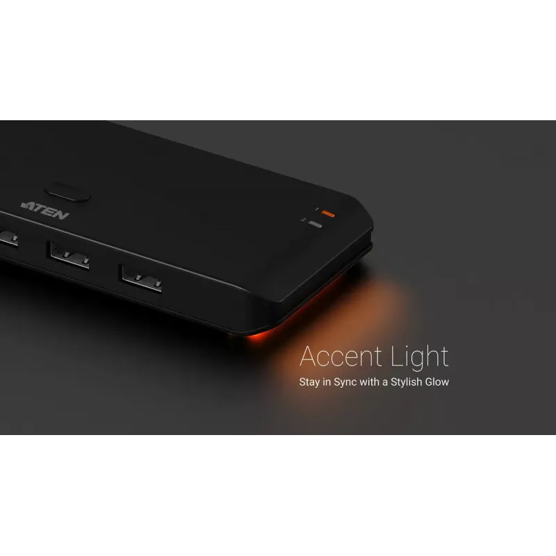 USB 2.0 Sharing Switch ATEN US4224 — 2x Host to 4x Device, 480 Mbps, Black