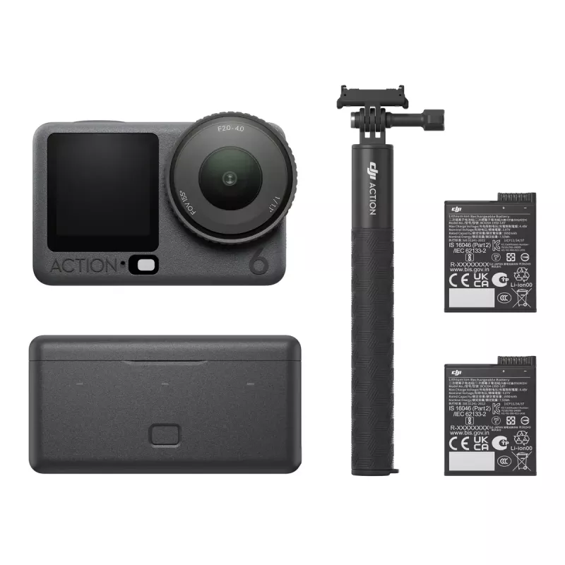 Action camera DJI Osmo Action 6 Adventure Combo — 38 MP, 4K Ultra HD, 1/1.1 inch CMOS, 155° FOV, 2x digital zoom