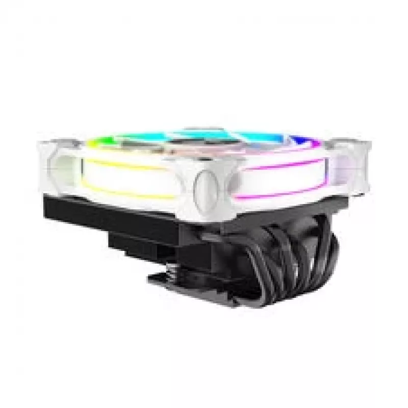 CPU cooler Akasa SOHO H6L RGB white — low-profile heatsink with RGB fan, compatible with mini-ITX compact systems
