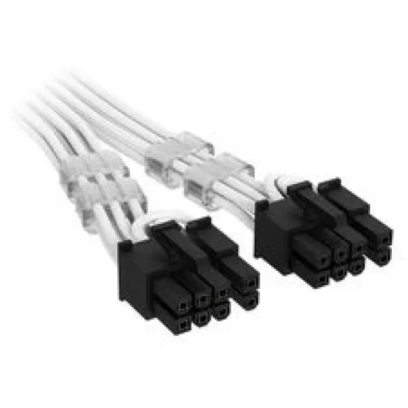 Corsair Premium Sleeved 12V-2x6 to 2x 6+2-Pin-PCIe-Cable, Universal - White