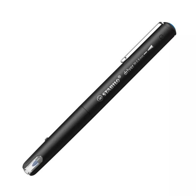 Fineliner pen Stabilo dr!ver Medium (0.8 mm) — Blue ink, black barrel