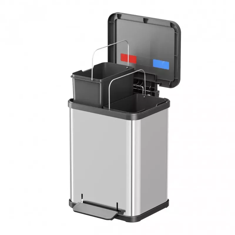 Rectangular Stainless Steel Trash Bin Hailo Öko duo Plus M, 18 L Capacity