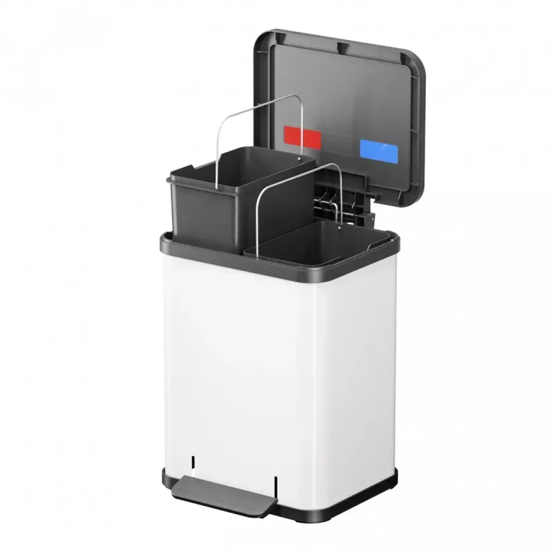 Rectangular Steel Trash Bin Hailo Öko duo Plus M 18 L, White