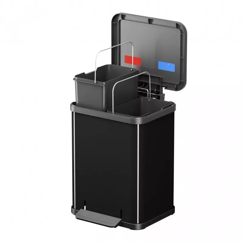 Trash Bin Hailo Öko duo plus M 18 L Rectangular Steel Black