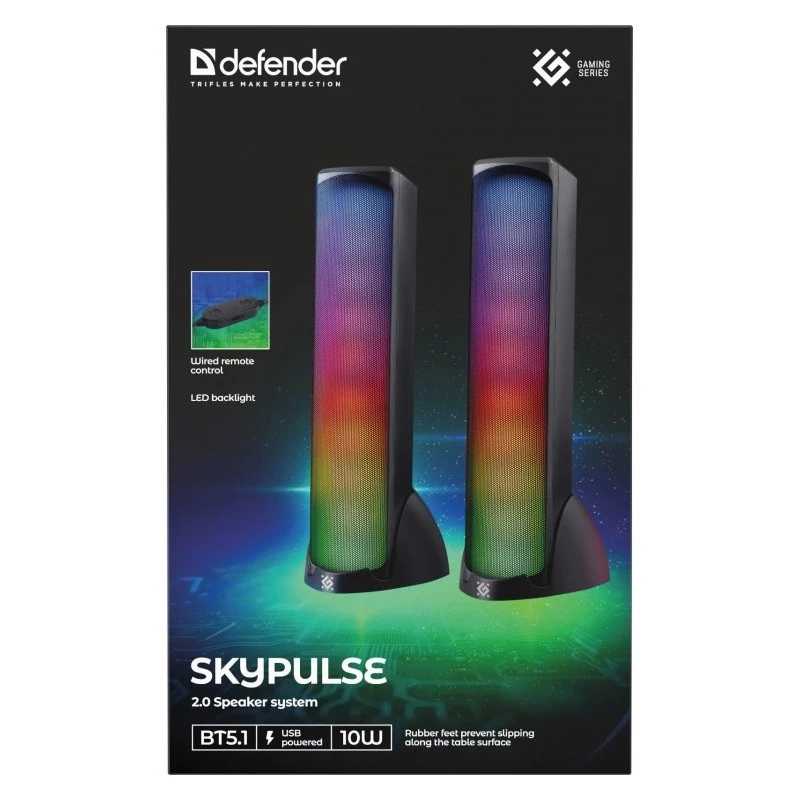 Desktop speakers DEFENDER SKYPULSE 2.0, Bluetooth, USB, 10W, RGB lighting