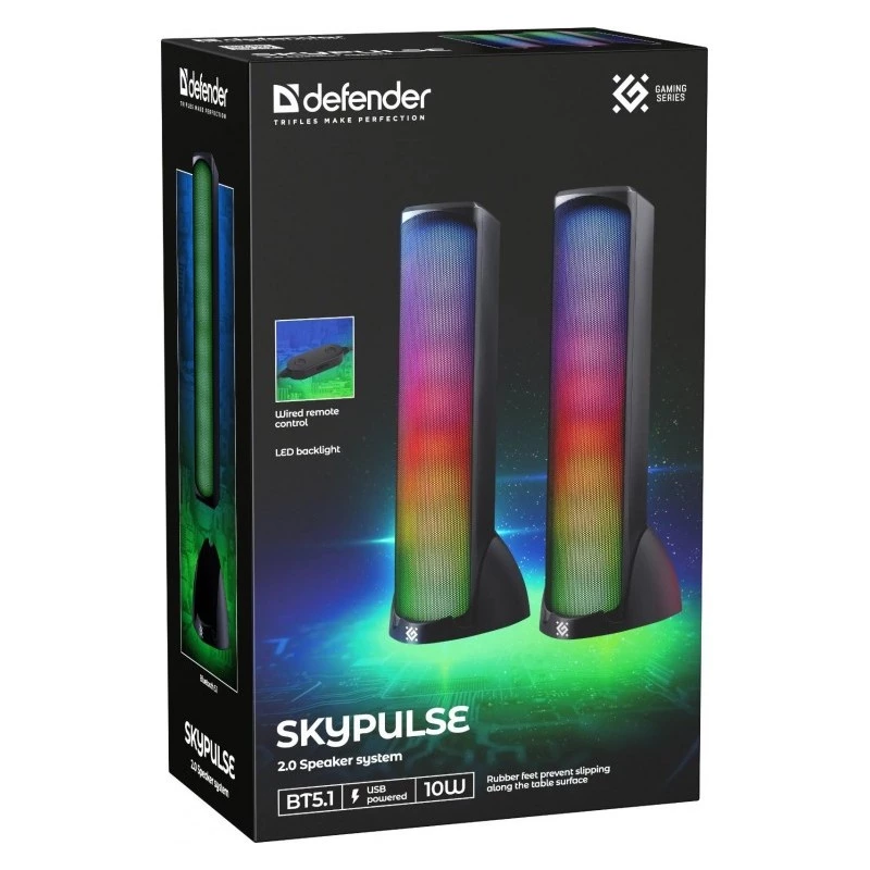 Desktop speakers DEFENDER SKYPULSE 2.0, Bluetooth, USB, 10W, RGB lighting