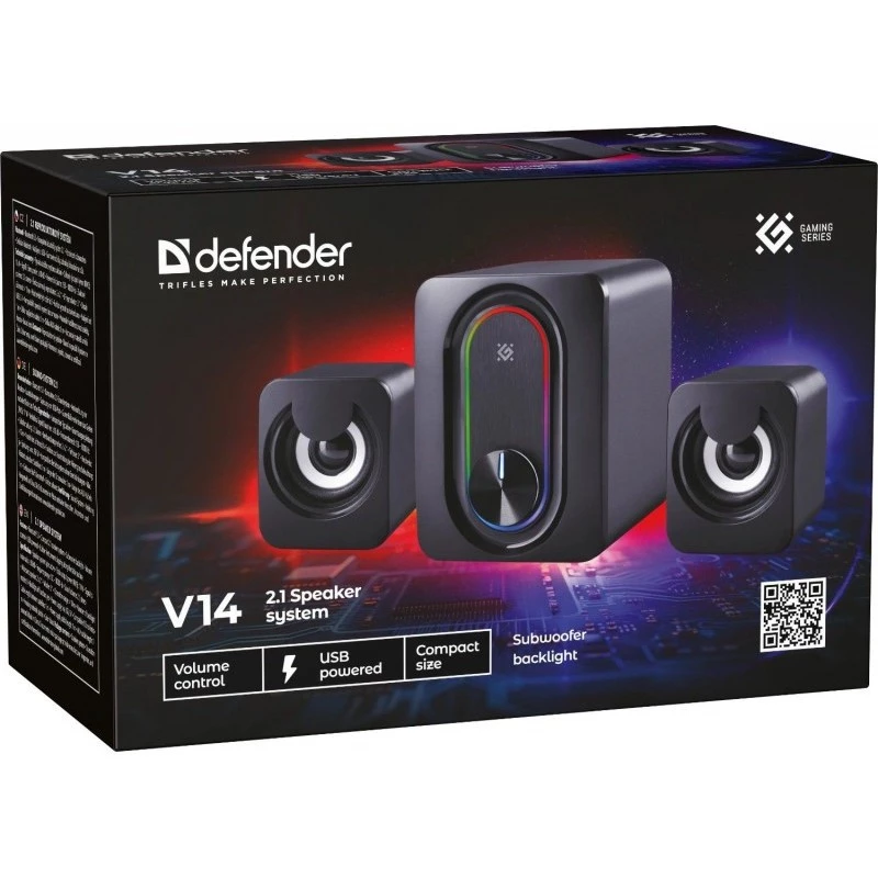 DEFENDER 2.1 computer speakers G14 — 11W, USB power, Bluetooth, RGB LED