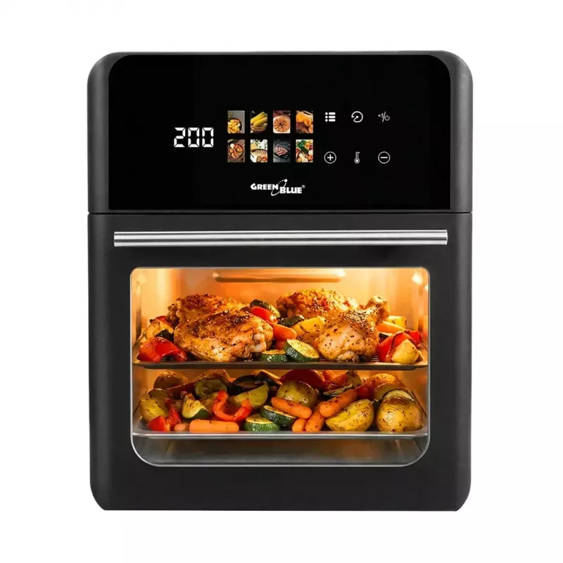 Air Fryer GreenBlue GB950 1800W, 10 L capacity, 8 programs, touch panel, timer, black