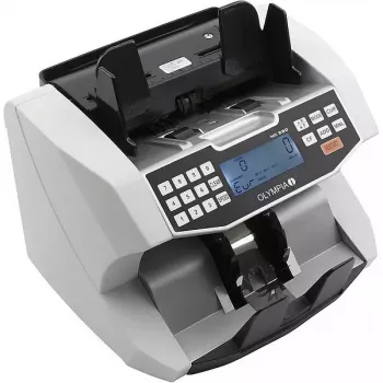 Banknote counting machine Olympia NC 590 — white, LCD display, 230V AC, 60W, 270×245×248 mm