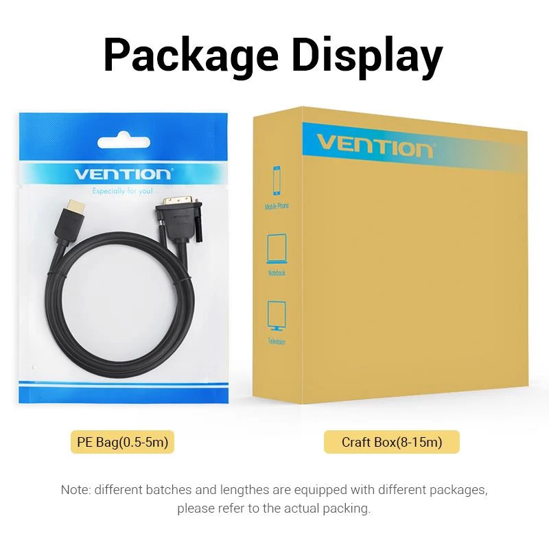 Cable HDMI to DVI 2M/BLACK Abfbh Vention
