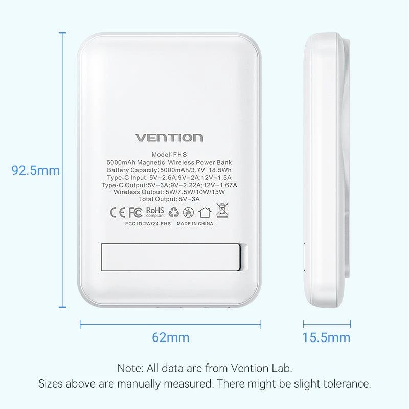 Power Bank Wrl 5000MAH 20W/MAGNETIC Black FHSB0 Vention