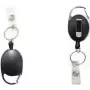 WEDO 262 415501 Belt Clip with Retractable Nylon Cord and Carabiner, Chrome/Black