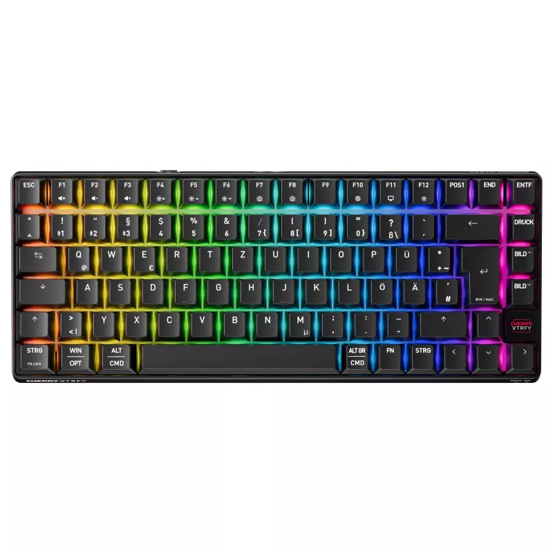 Wireless Gaming Keyboard Cherry XTRFY K33 Compact 75% QWERTZ German USB + RF + Bluetooth RGB Black
