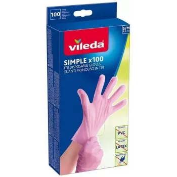 Disposable Latex Gloves VILEDA Multi Latex 100, Beige, Size S/M, 100 pcs