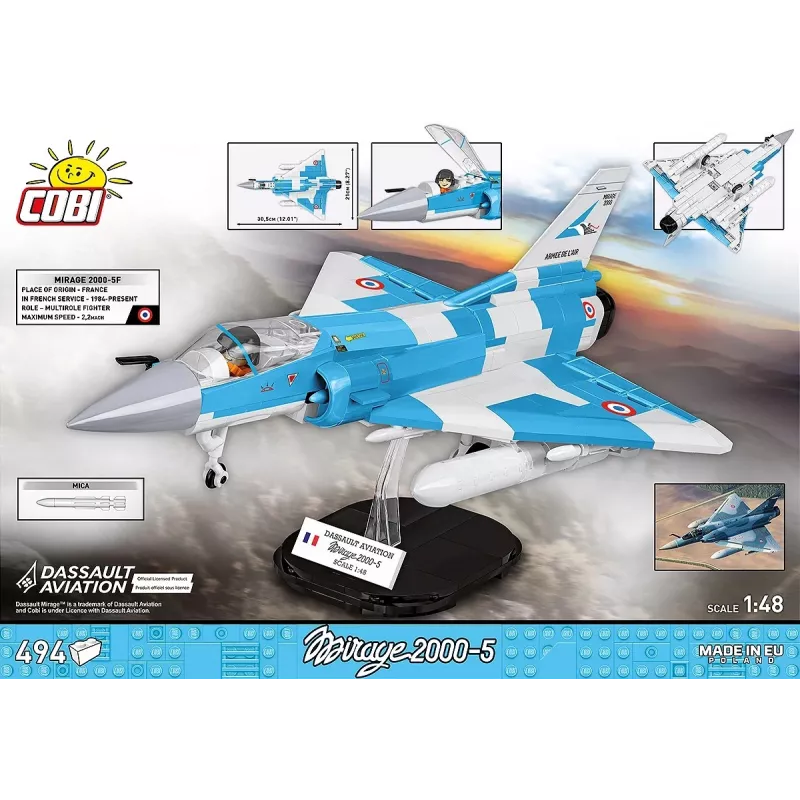 Cobi Mirage 2000-5F Brick Model Kit, Armed Forces Series, 495 Pieces, Scale 1:48