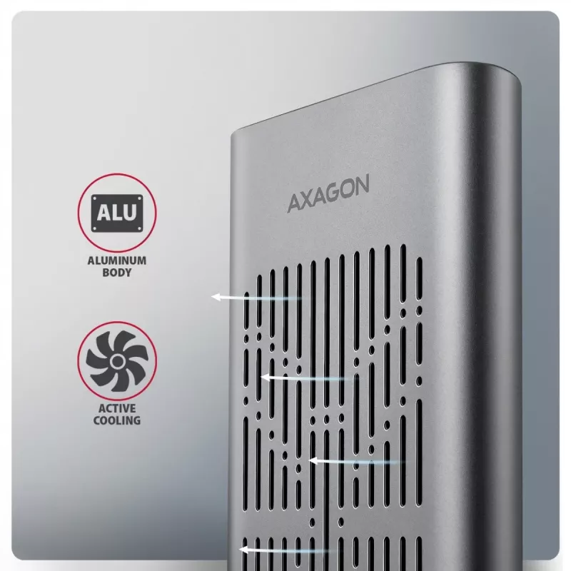 External enclosure AXAGON EEM2-20GD USB-C 20 Gbps for two M.2 NVMe SSDs with hardware cloning