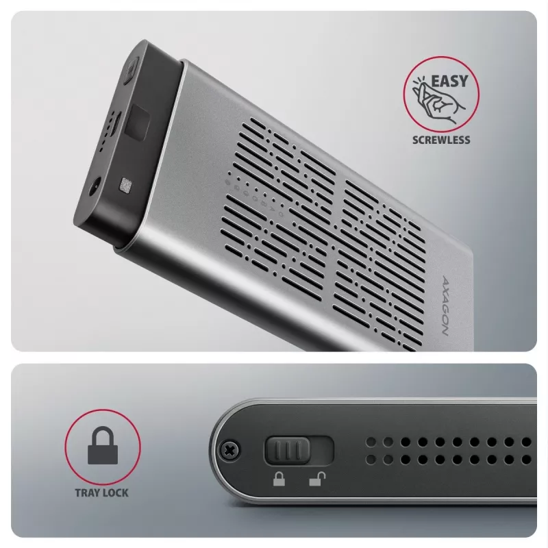 External enclosure AXAGON EEM2-20GD USB-C 20 Gbps for two M.2 NVMe SSDs with hardware cloning