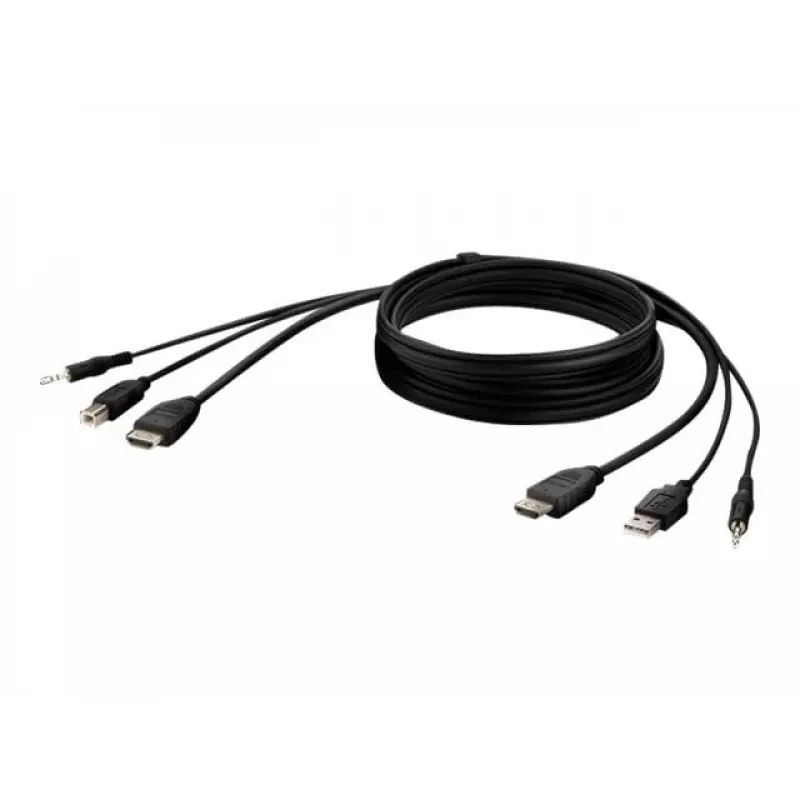 KVM cable Belkin F1DN1CCBL — HDMI to USB A/B with audio, USB keyboard/mouse ports, 3 m