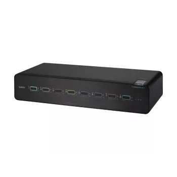 KVM switch Belkin F1DN208KVM-UN-4 — 8-port dual-head HDMI/DisplayPort, USB keyboard & mouse, 4K@60Hz, rack-mount, black