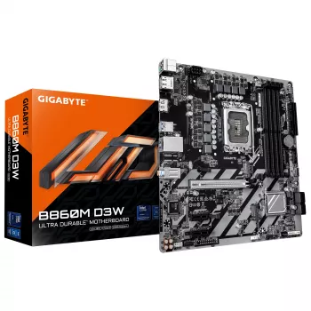 GIGABYTE B860M D3W Motherboard - Intel Core Ultra Series CPUs, 4+1+2 Phases VRM, up to 9066MHz DDR5, 2xPCIe 4.0 M.2, 1GbE LAN, USB 3.2 Gen 1