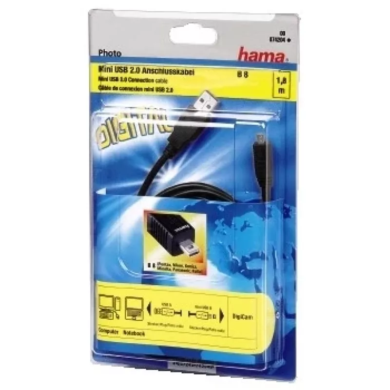 Hama USB 2.0 Cable, 1.8m USB cable USB A Black