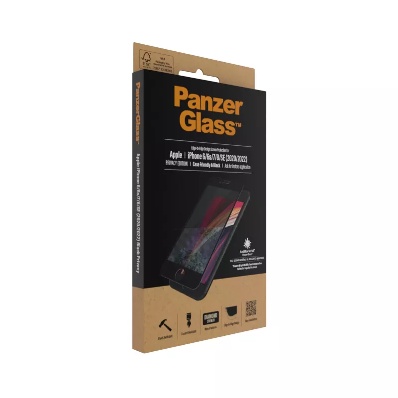 PanzerGlass ® Privacy Screen Protector iPhone SE (2020/2022) | 8 | 7 | 6 | 6s | Edge-to-Edge