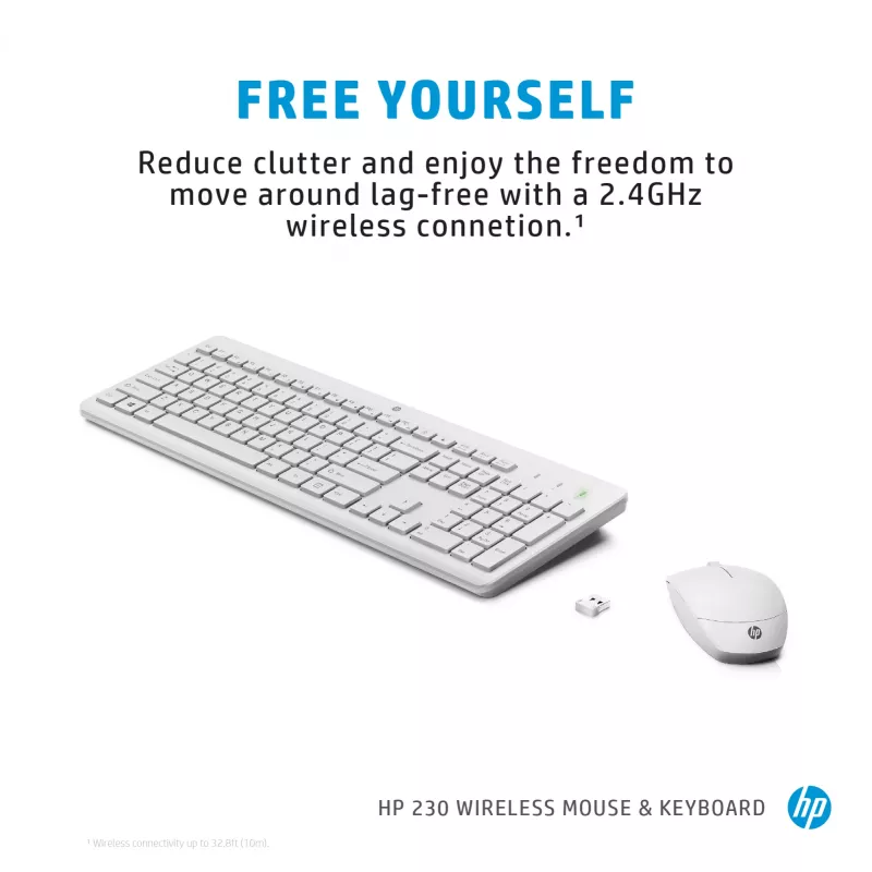 HP 230 Wireless Mouse and Keyboard Combo, White, Mouse included