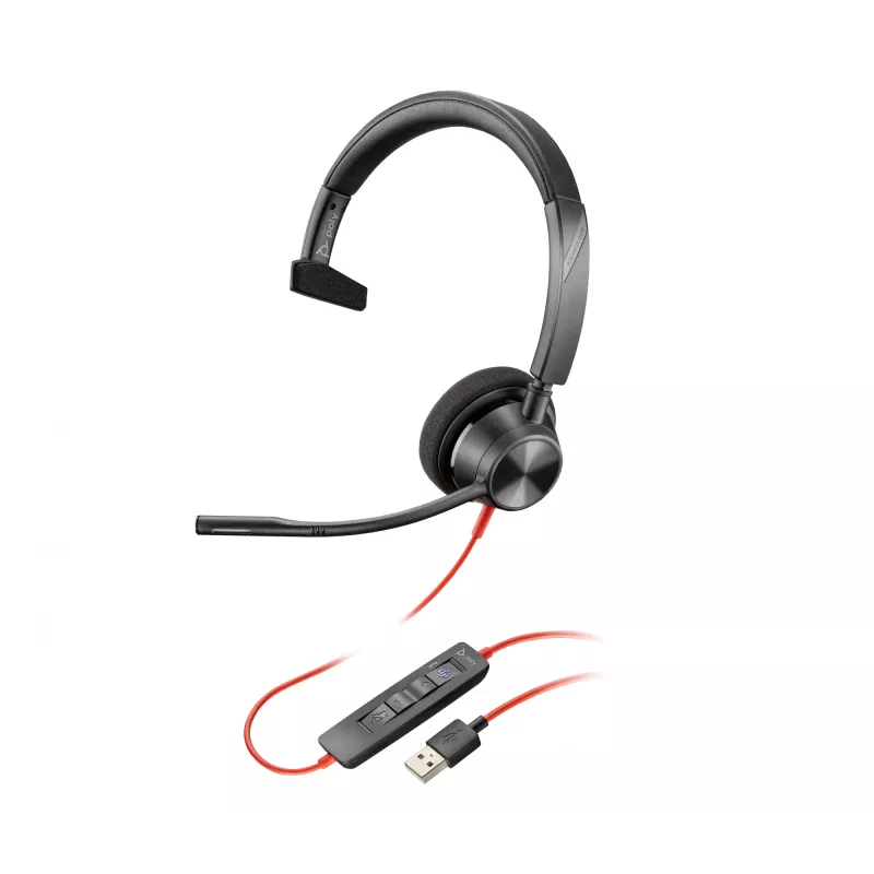 HP Poly Blackwire 3310 Microsoft Teams Certified Headset +USB-C/A Adapter TAA