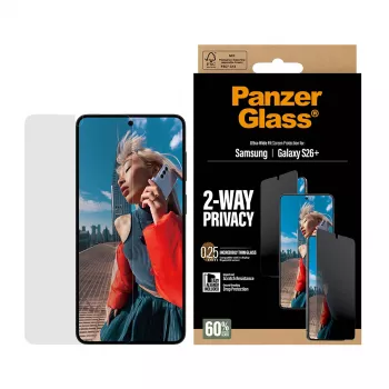 PanzerGlass ® 2-Way Privacy Screen Protector Samsung Galaxy S26+ | Ultra-Wide Fit w. EasyAligner