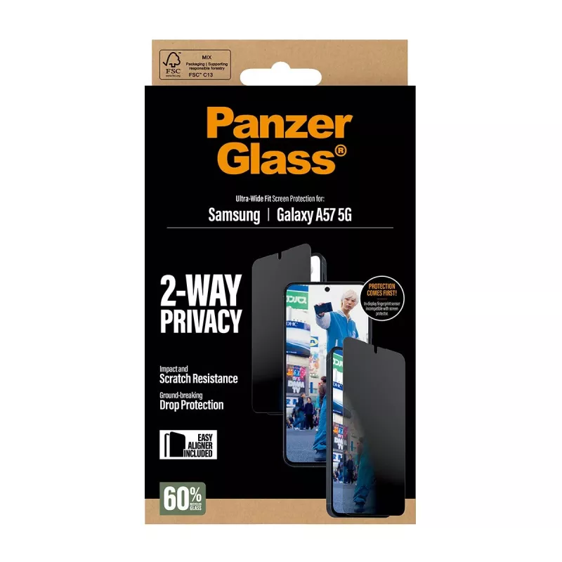 PanzerGlass Privacy Screen Protector UWF - Clear - Samsung Galaxy A57 5G Clear screen protector