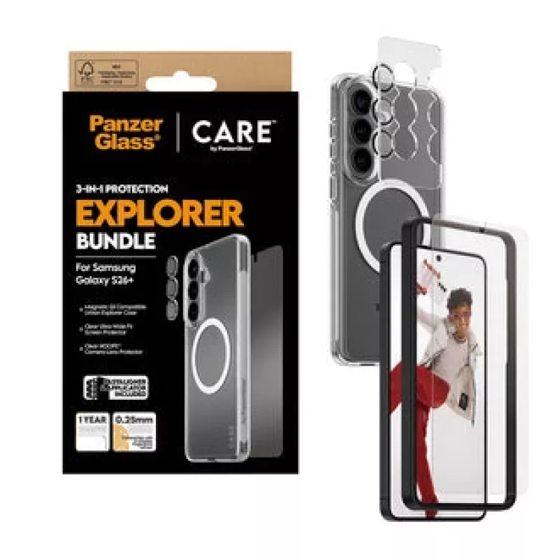 Screen protector PanzerGlass CARE 3-in-1 for Samsung Galaxy S Plus 2026 — PanzerGlass CARE set