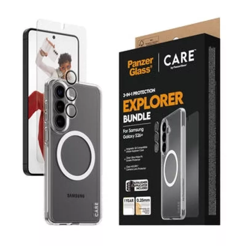 Screen protector PanzerGlass CARE 3-in-1 for Samsung Galaxy S Plus 2026 — PanzerGlass CARE set