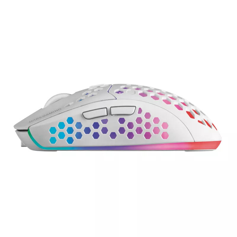 Mars Gaming MMW3W, Wireless Gaming Mouse, RGB Flow, Ultralight 79g, 3200DPI, White