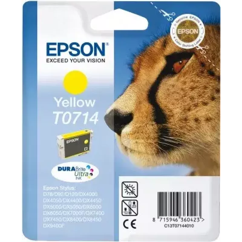 Epson Cheetah Singlepack Yellow T0714 DURABrite Ultra Ink