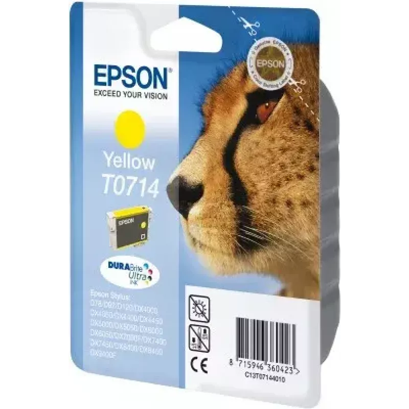 Epson Cheetah Singlepack Yellow T0714 DURABrite Ultra Ink