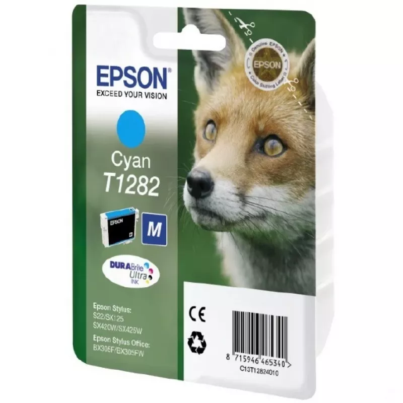 Epson Fox Singlepack Cyan T1282 DURABrite Ultra Ink, Cyan, 1 pc(s)