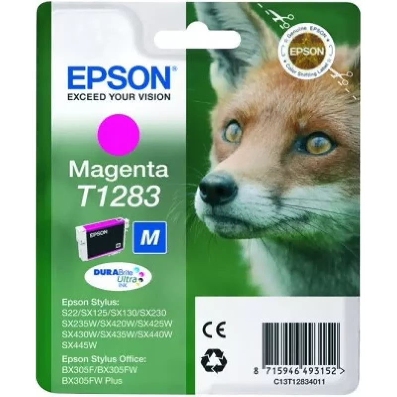 Epson Fox Singlepack Magenta T1283 DURABrite Ultra Ink, Magenta, Pigment-based ink, 1 pc(s)