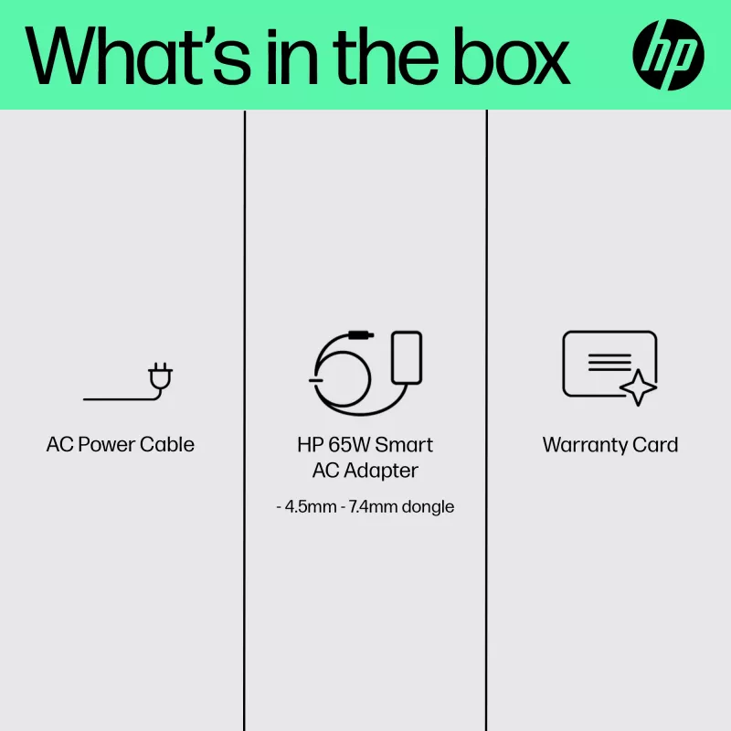 HP 65W Smart AC Adapter, Compatible with HP ProBook 440 G6 Notebook PC; HP ProBook 450 G6 Notebook PC; HP ProBook x360 11..., Business, 5 - 35 °C, -20 - 85 °C, CCC, CE, BSMI, 47 mm