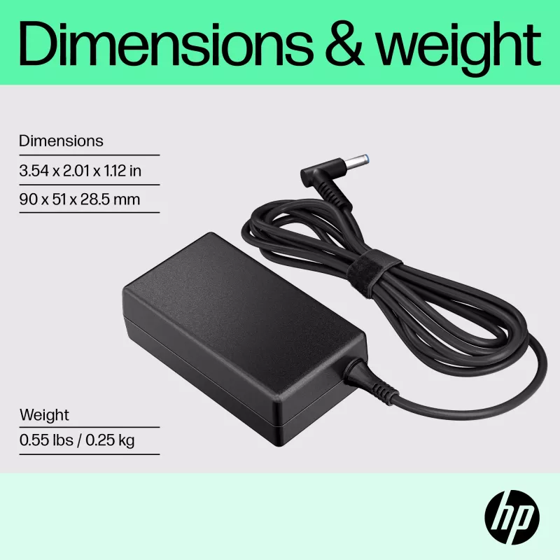 HP 65W Smart AC Adapter, Compatible with HP ProBook 440 G6 Notebook PC; HP ProBook 450 G6 Notebook PC; HP ProBook x360 11..., Business, 5 - 35 °C, -20 - 85 °C, CCC, CE, BSMI, 47 mm