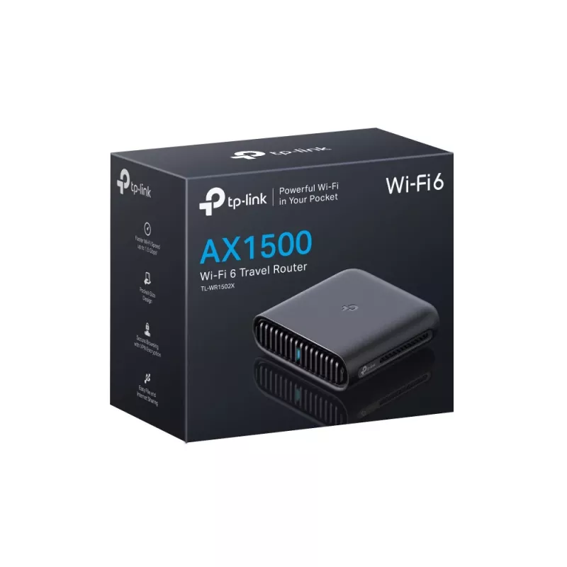 TP-Link AX1500 Wi-Fi 6 Travel Router, Wi-Fi 6 (802.11ax), Dual-band (2.4 GHz / 5 GHz), Ethernet LAN, Black, Portable router