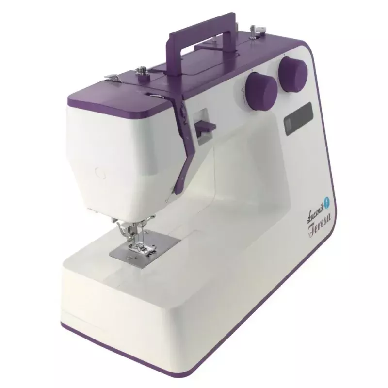 Sewing machine Lucznik Teresa portable lightweight — model Teresa, domestic electric sewing machine, basic stitch functions, white-violet