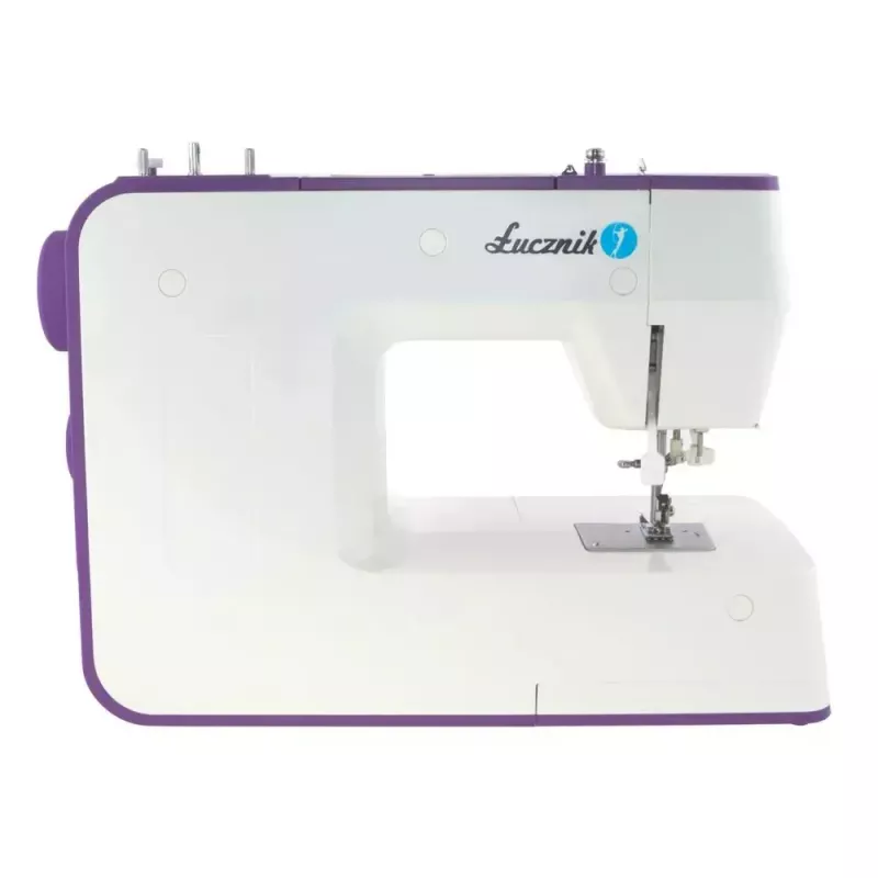 Sewing machine Lucznik Teresa portable lightweight — model Teresa, domestic electric sewing machine, basic stitch functions, white-violet