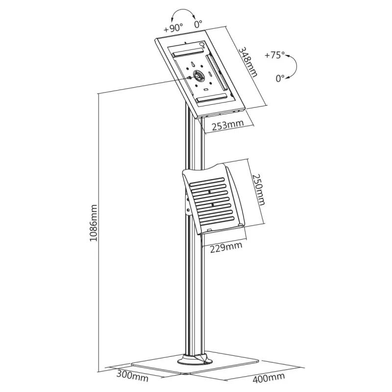 Tablet floor stand MACLEAN MC-867B anti-theft mount for iPad Pro 12.9 Gen 3