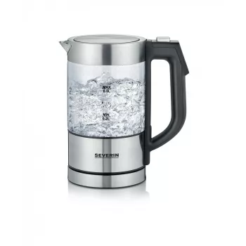 Electric kettle SEVERIN WK3458, 0.5 L, 1100 W, glass & stainless steel, 5 temperature settings, cordless