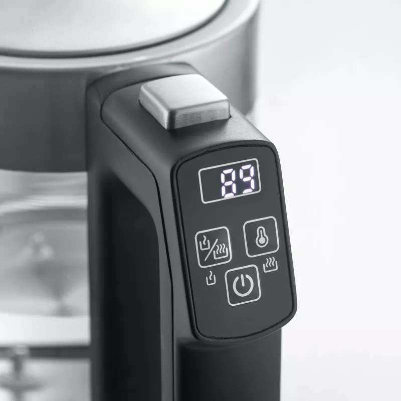 Electric kettle SEVERIN WK3458, 0.5 L, 1100 W, glass & stainless steel, 5 temperature settings, cordless