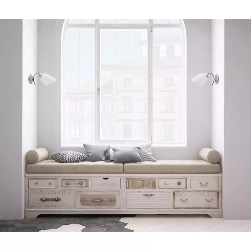 Wall lamp ActiveJet NIKITA nickel E27 single‑light, round metal shade, IP20, 220–240V, max 60W