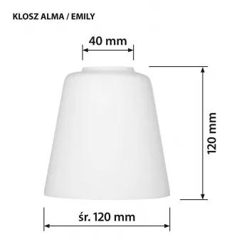 Lampshade ActiveJet EMILY glass, white — diameter 12 cm, neck 40 mm, height 120 mm